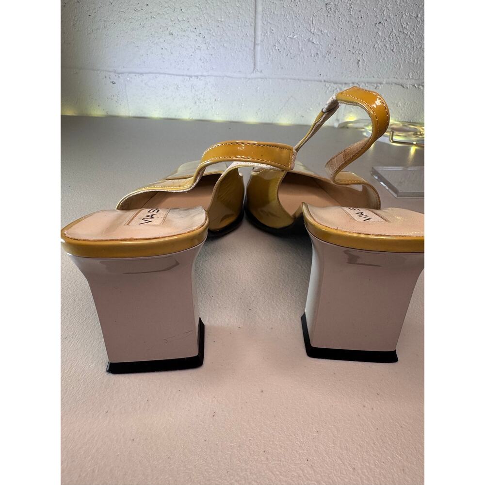 Via Spiga Italy Patent Leather Slingback Pumps Yellow US 8.5 EU 40 - Picture 5 of 8